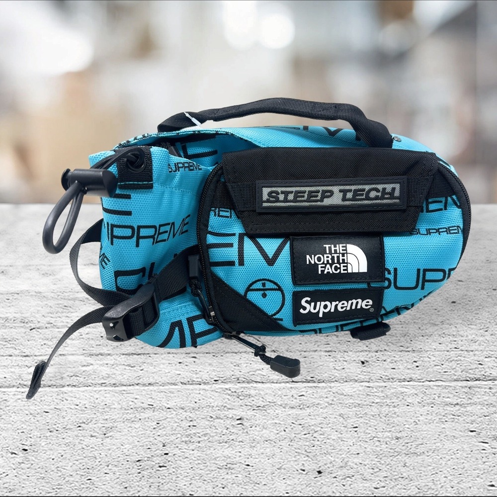 Supreme The North Face Steep Tech Waist Bag Mens OS Teal Blue Logo Print